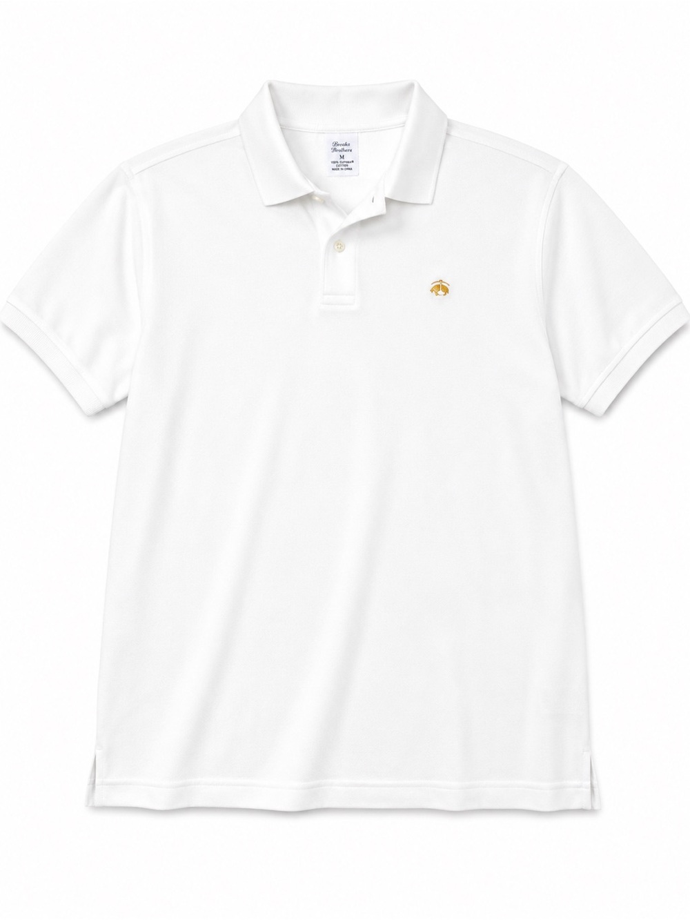 Brooks Brothers White Polo with Gold Lamb Emblem